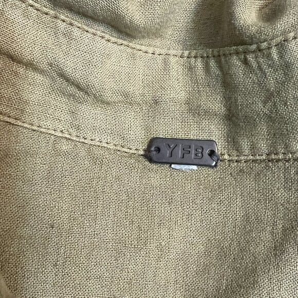 YFB Young Fabulous &Broke Linen Shirt Dress Olive Green Button Front Oversize M - Picture 5 of 10